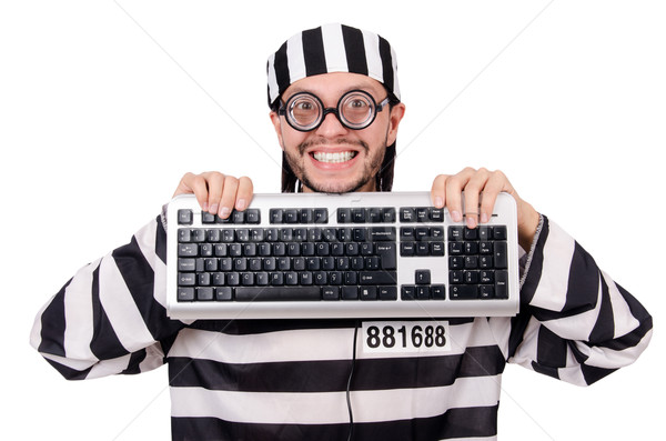 тюрьмы заключенный изолированный белый компьютер клавиатура Сток-фото © Elnur