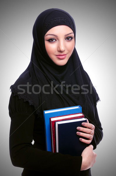 Jeunes musulmans femme livre blanche heureux Photo stock © Elnur