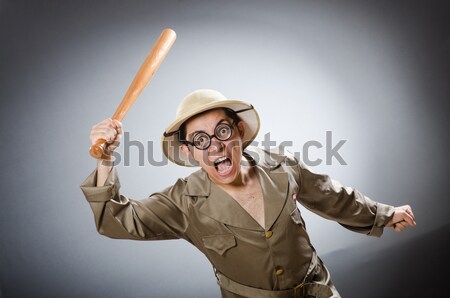 Vicces szafari vadász puska férfi játék Stock fotó © Elnur