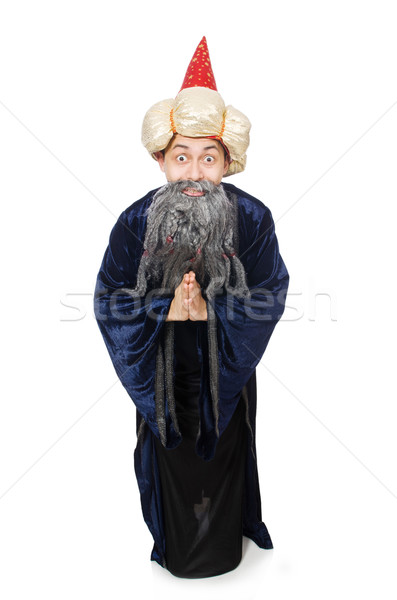 Stock photo: Funny wise wizard isolated on the white