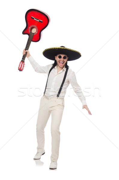 Mexican chitarrista isolato bianco party sfondo Foto d'archivio © Elnur