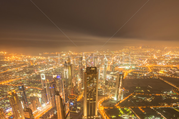 Panoramă noapte Dubai apus afaceri birou Imagine de stoc © Elnur