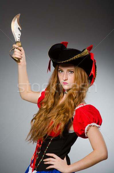 Stockfoto: Vrouw · piraat · scherp · mes · partij · mode