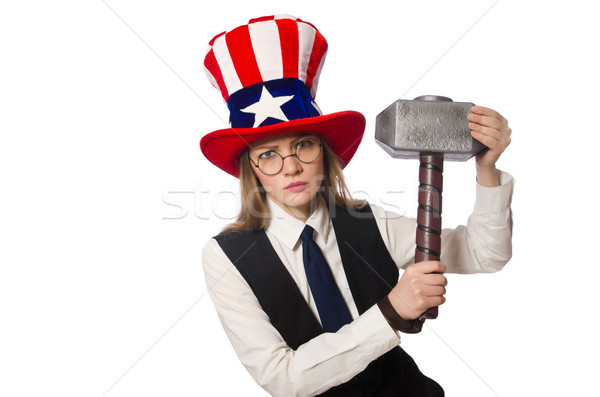 Woman wearing hat with american symbols  Stock photo © Elnur