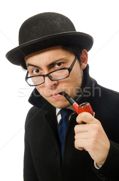 Sherlock Holmes with smoking pipe isolated on white Stock photo © Elnur
