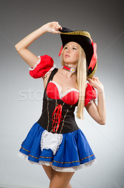 Kobieta pirackich szary czarny retro hat Zdjęcia stock © Elnur