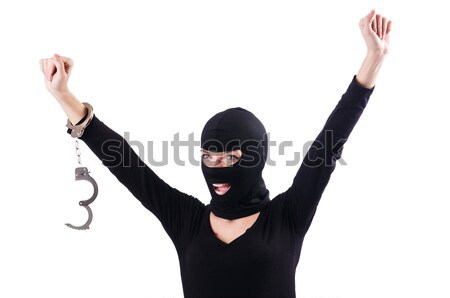 Foto stock: Hombre · criminal · blanco · máscara · masculina · armas