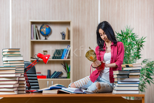 Young female student preparing for college school exams Stock photo © Elnur