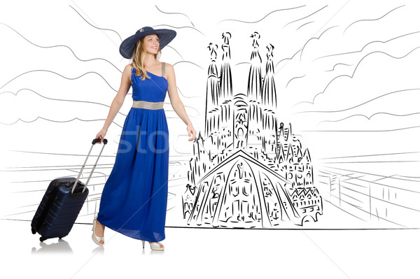 Stock photo: Young woman travelling to Spain to see Sagrada Familia