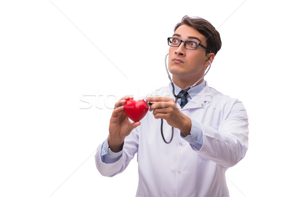 Stock photo: Doctor with heart isolated on white background