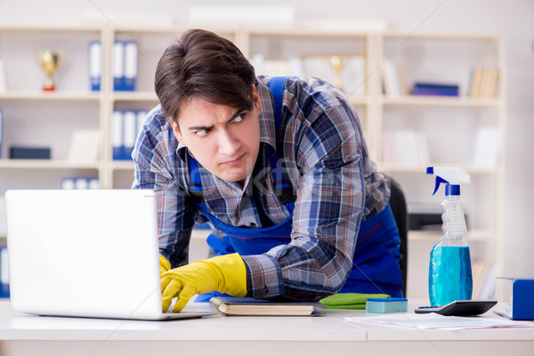 Hacker under cleaner cover stealing personal data Stock photo © Elnur