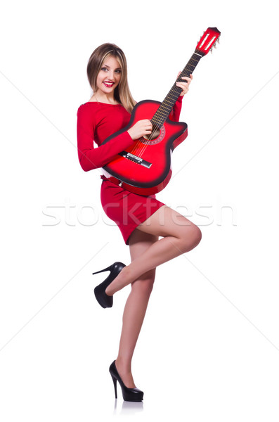 Guitarrista mujer aislado blanco música fiesta Foto stock © Elnur