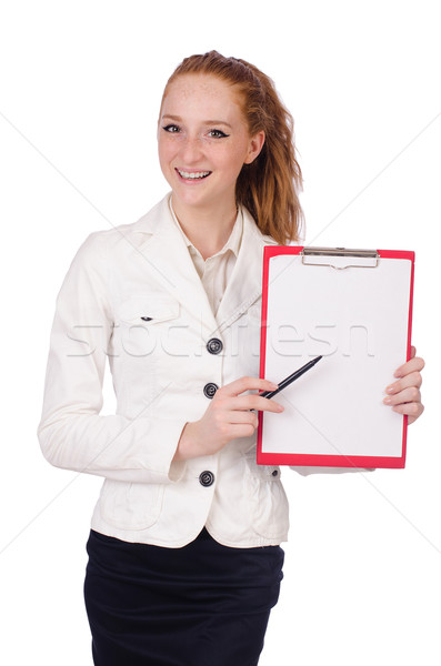 Young student with binder on white Stock photo © Elnur