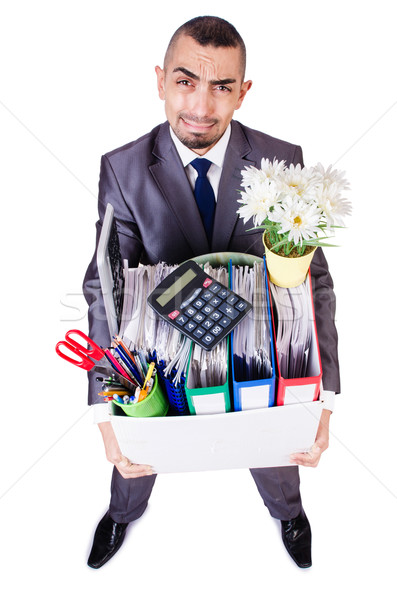 Man being fired with box of personal stuff Stock photo © Elnur