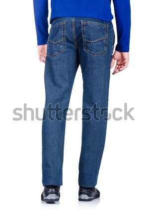 Pantalon modèle isolé jeans cuir Homme Photo stock © Elnur