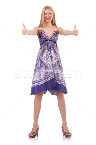 Woman giving thumbs up isolated on white Stock photo © Elnur
