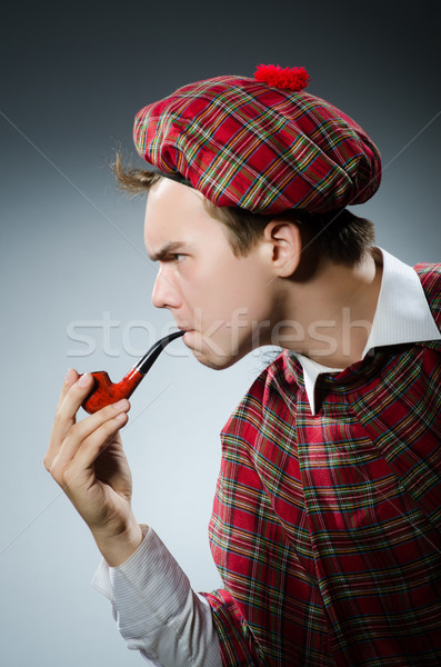 Funny scotsman smoking pipe tobacco Stock photo © Elnur