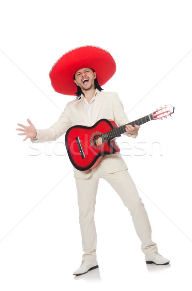 Mexican Gitarrist isoliert weiß Party Hintergrund Stock foto © Elnur