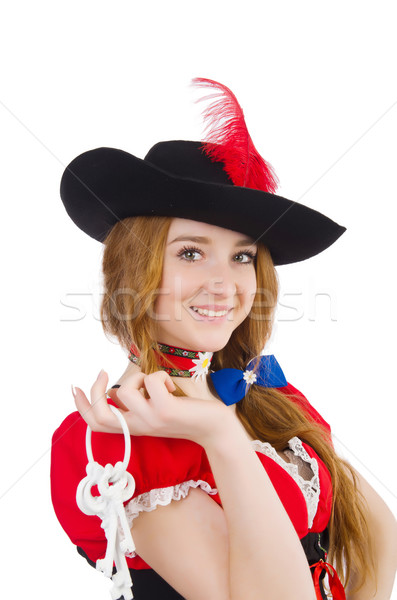Stock photo: Pretty girl in bavarian dress isolated on white