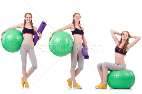 Set of photos with model and swiss ball Stock photo © Elnur