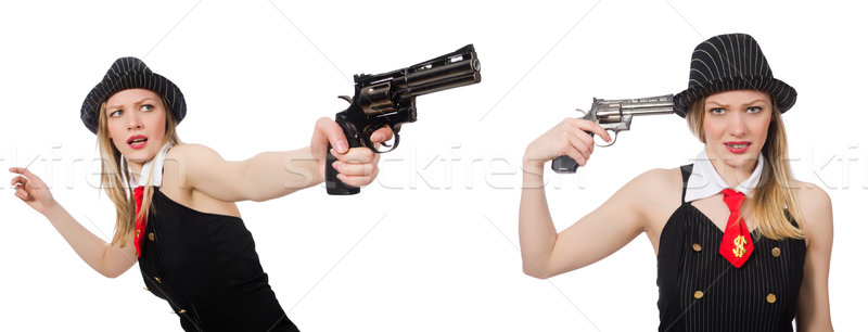 Gangster woman with handgun on white Stock photo © Elnur