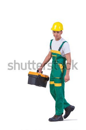 Young man with toolkit toolbox isolated on white Stock photo © Elnur