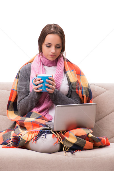 Young woman drinking tea during fever Stock photo © Elnur