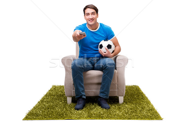 Man watching football isolated on white Stock photo © Elnur