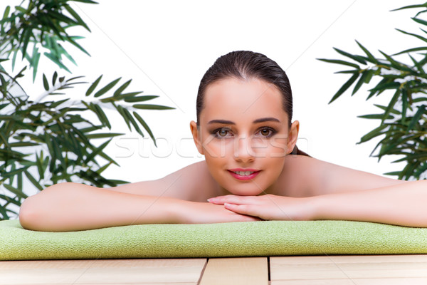 Young woman enjoying spa treatment Stock photo © Elnur