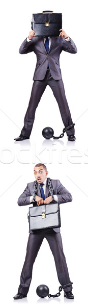 Businessman with shackles on white Stock photo © Elnur