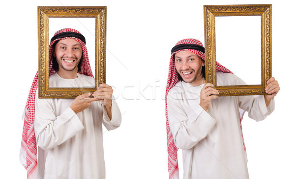 Arab with picture frame on white Stock photo © Elnur