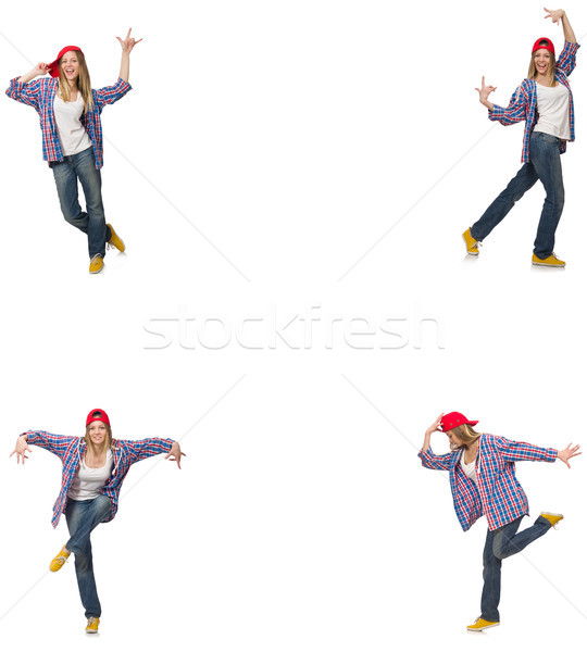 Collage of woman dancing isolated on white Stock photo © Elnur
