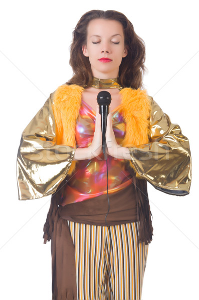 Woman in spanish clothing with mic Stock photo © Elnur