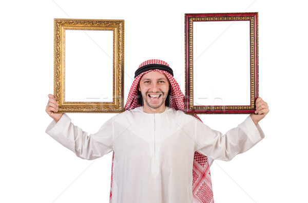 Arab with picture frame on white Stock photo © Elnur