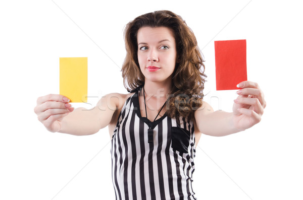 Mulher árbitro cartão branco mão esportes Foto stock © Elnur