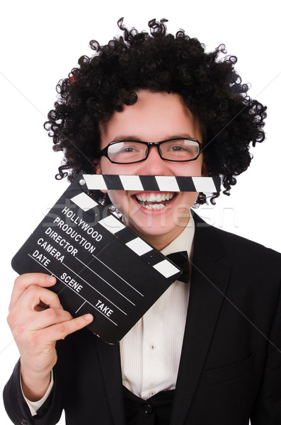 Funny Film Direktor isoliert weiß Hand Stock foto © Elnur