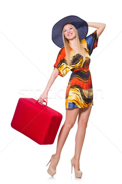 Woman ready for summer holiday isolated on white Stock photo © Elnur
