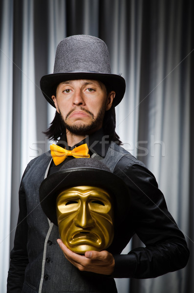 Vicces színpadi maszk háttér biztonság üzletember Stock fotó © Elnur