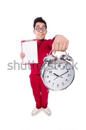 Stock photo: Man with time bomb isolated on white