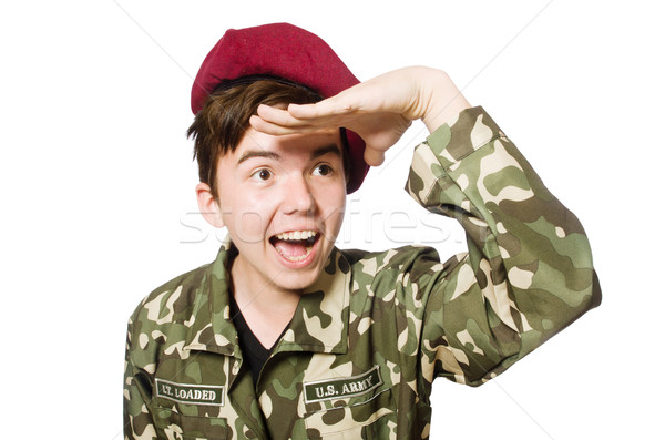 Funny żołnierz wojskowych człowiek tle wojny Zdjęcia stock © Elnur