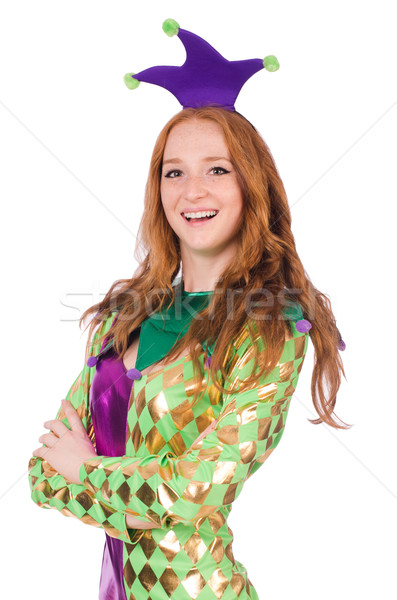 Woman wearing clown costume isolated on white Stock photo © Elnur