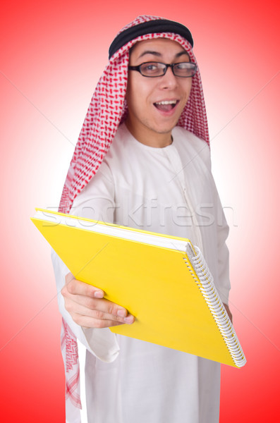 Arab student geïsoleerd witte boeken achtergrond Stockfoto © Elnur