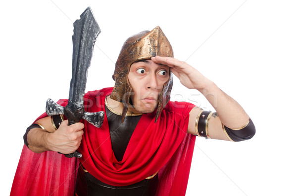 Gladiator halten Schwert isoliert weiß rot Stock foto © Elnur