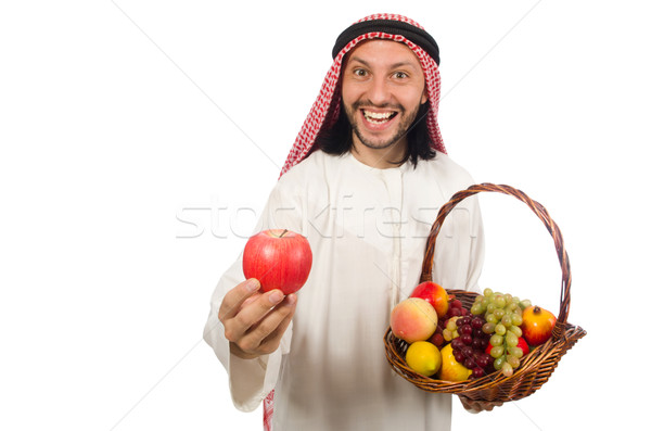 Arab man with fruits isolated on white Stock photo © Elnur