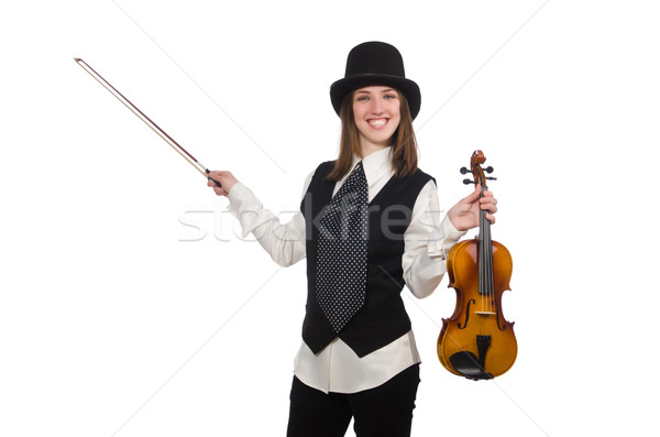 Kobieta skrzypce gracz odizolowany biały koncertu Zdjęcia stock © Elnur
