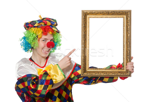 Funny clown girl with frame isolated on white Stock photo © Elnur