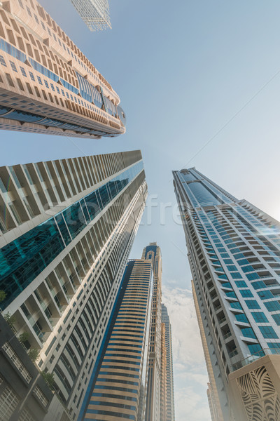 Magas Dubai marina felhőkarcolók víz épület Stock fotó © Elnur