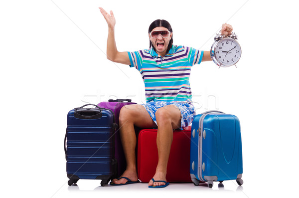 Tourist with bags isolated on white Stock photo © Elnur