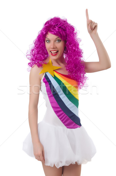 Femme coloré perruque isolé blanche cheveux Photo stock © Elnur