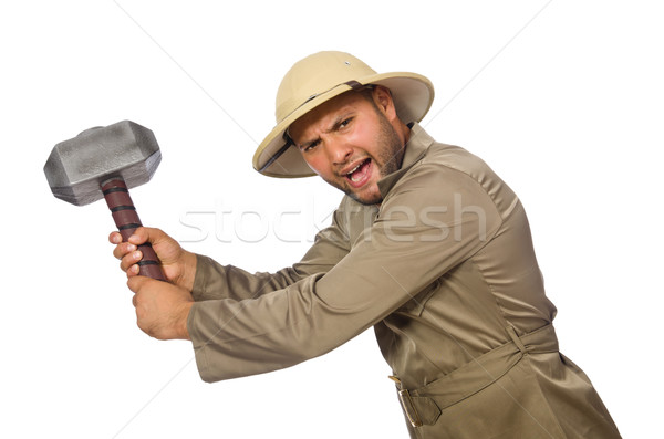 Man with hammer isolated on white Stock photo © Elnur